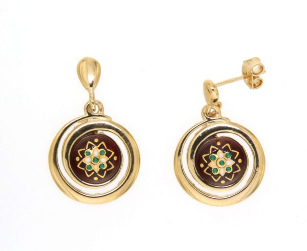 Boucles d'oreilles pendantes petit spirale systeme papillon rouge