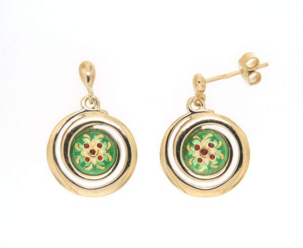 Boucles d'oreilles pendantes petit spirale systeme papillon vert chartreuse