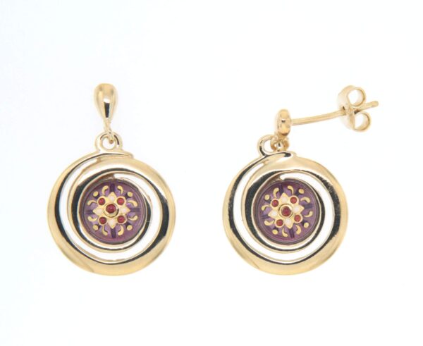 Boucles d'oreilles pendantes petit spirale systeme papillon violet lilas