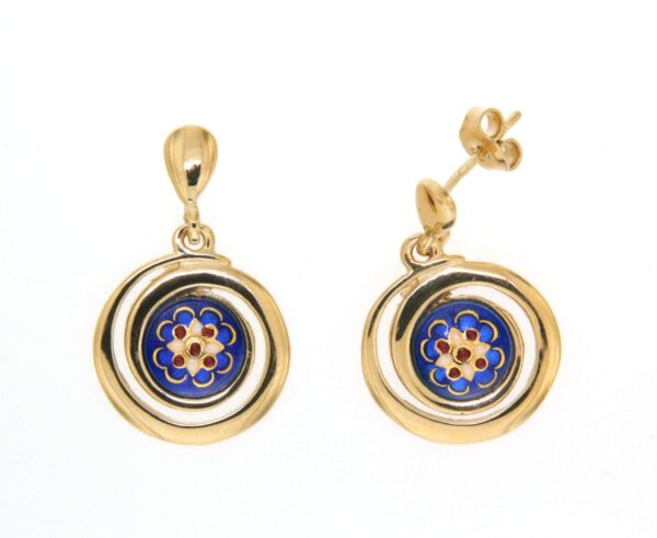 Boucles d'oreilles pendantes petit spirle systeme papillon bleu de bresse