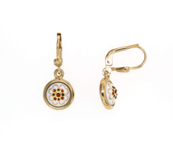 Boucles d'oreilles pendantes rond systeme dormeuse blanc