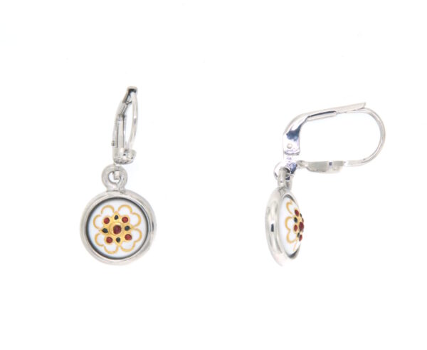 Boucles d'oreilles pendantes rond systeme dormeuse blanc