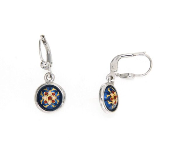 Boucles d'oreilles pendantes rond systeme dormeuse bleu electrique