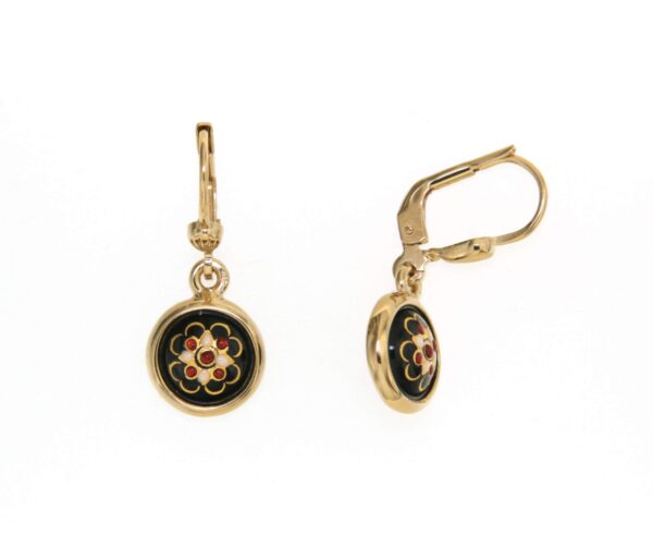 Boucles d'oreilles pendantes rond systeme dormeuse noir