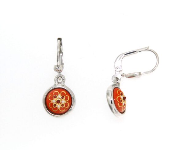 Boucles d'oreilles pendantes rond systeme dormeuse orange