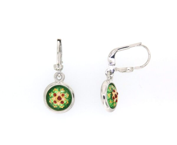 Boucles d'oreilles pendantes rond systeme dormeuse vert chartreuse
