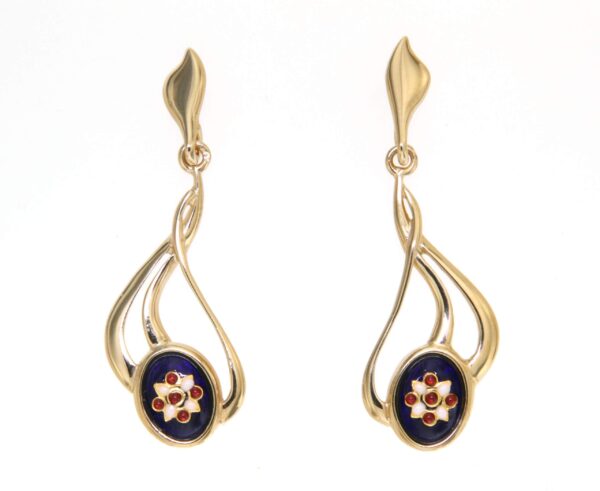 Boucles d'oreilles pendantes systeme papillon bleu de sèvres