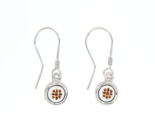 Boucles d'oreilles petit rond systeme col de cygne blanc
