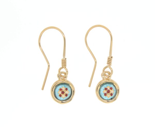 Boucles d'oreilles petit rond systeme col de cygne bleu ciel