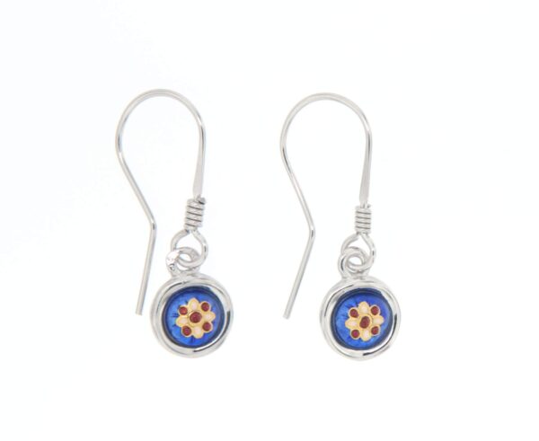 Boucles d'oreilles petit rond systeme col de cygne bleu de bresse