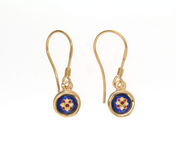 Boucles d'oreilles petit rond systeme col de cygne bleu de bresse
