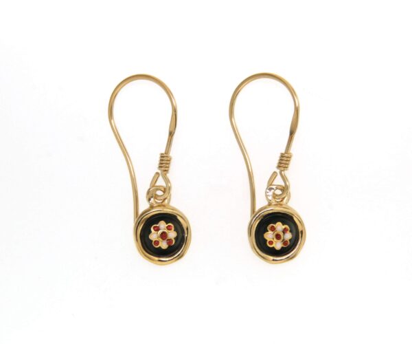 Boucles d'oreilles petit rond systeme col de cygne noir
