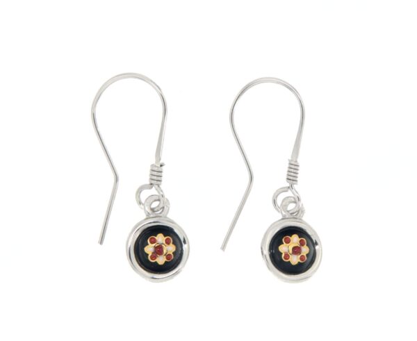 Boucles d'oreilles petit rond systeme col de cygne noir