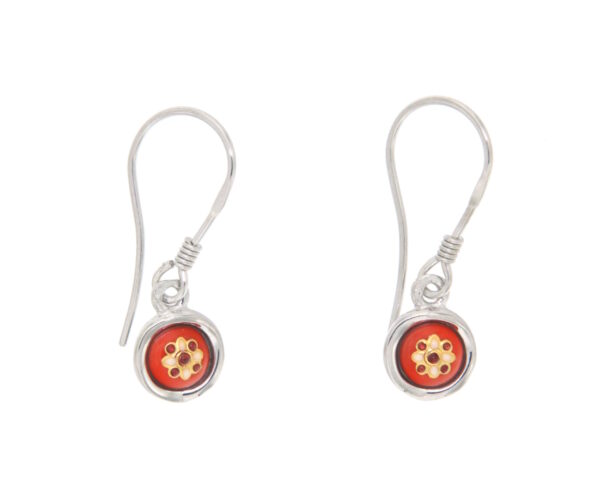 Boucles d'oreilles petit rond systeme col de cygne orange