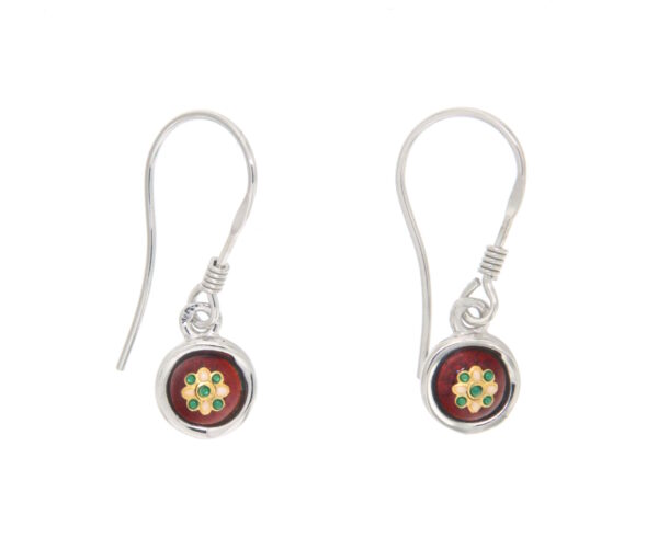 Boucles d'oreilles petit rond systeme col de cygne rouge