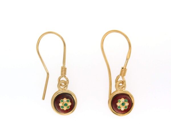 Boucles d'oreilles petit rond systeme col de cygne rouge