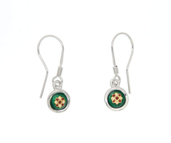Boucles d'oreilles petit rond systeme col de cygne vert