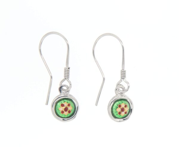 Boucles d'oreilles petit rond systeme col de cygne vert chartreuse