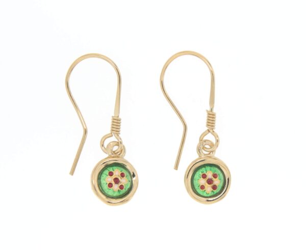 Boucles d'oreilles petit rond systeme col de cygne vert chartreuse