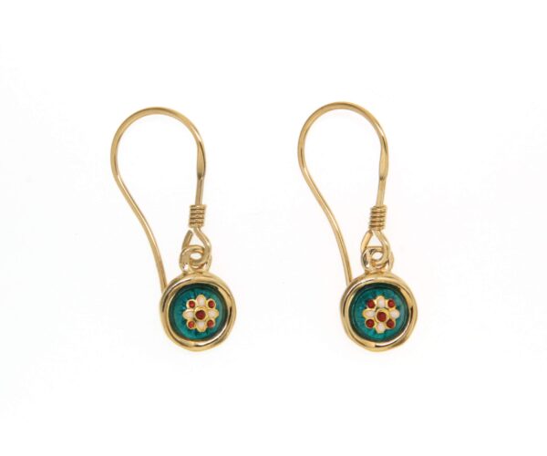 Boucles d'oreilles petit rond systeme col de cygne vert chartreuse