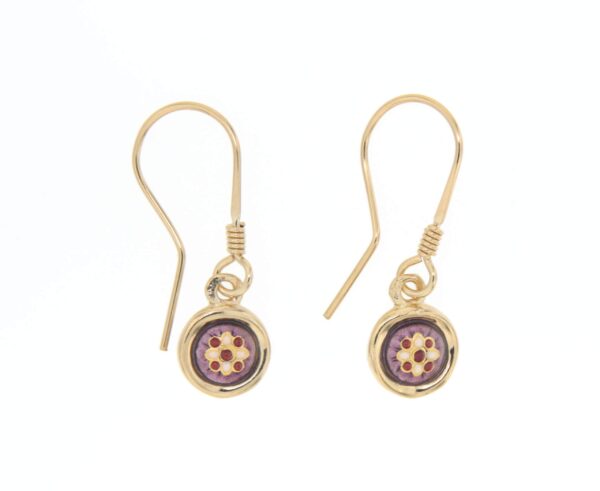 Boucles d'oreilles petit rond systeme col de cygne violet lilas
