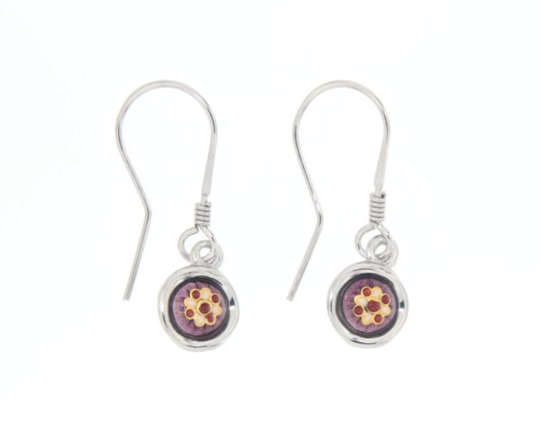 Boucles d'oreilles petit rond systeme col de cygne violet lilas