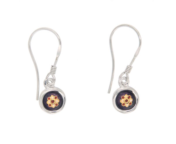 Boucles d'oreilles petit rond systeme col de cygne violet prune