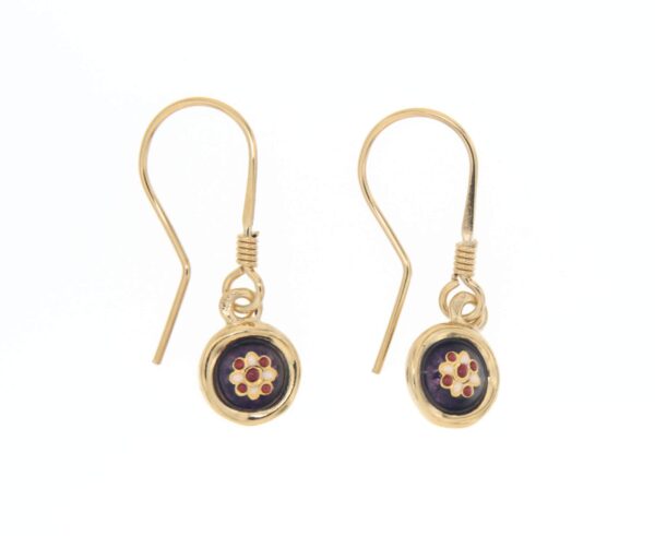 Boucles d'oreilles petit rond systeme col de cygne violet prune