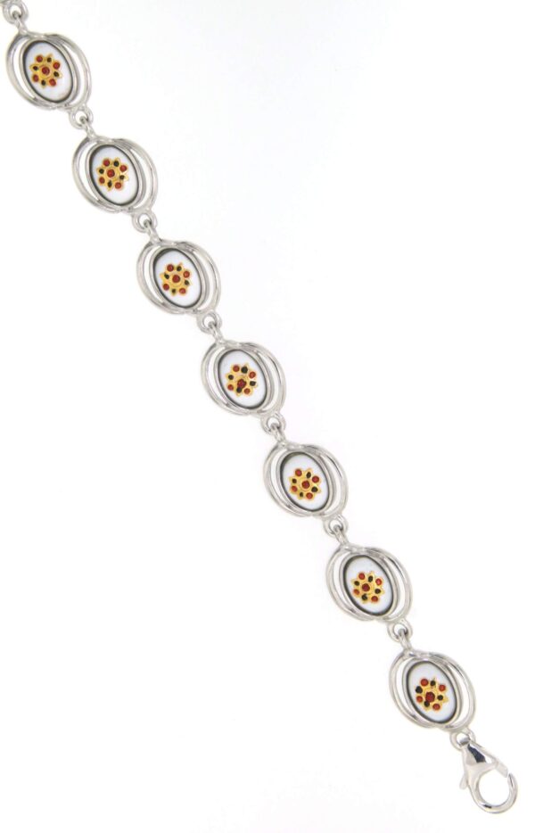 Bracelet 11 ovales avec fils blanc