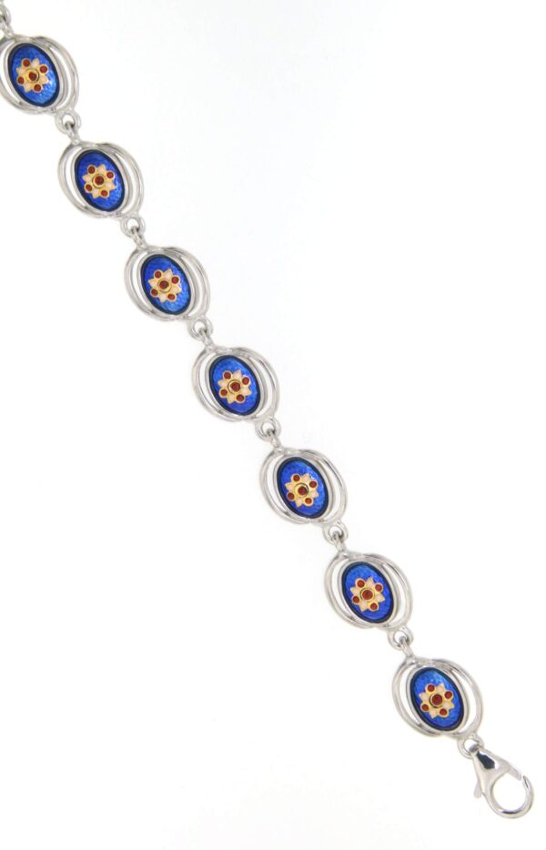 Bracelet 11 ovales avec fils bleu de bresse