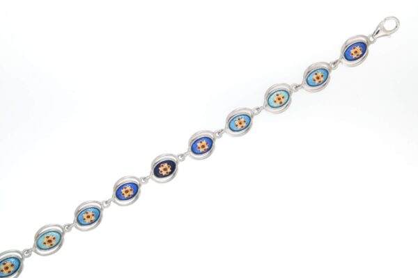 Bracelet 11 ovales avec fils dégradé de bleus