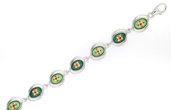 Bracelet 11 ovales avec fils very/vert chartreuse