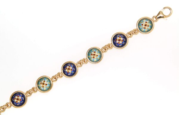 Bracelet 11 ronds bleu de bresse/bleu ciel