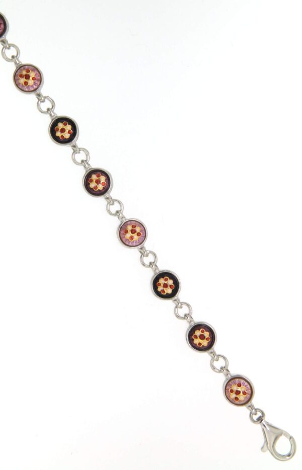 Bracelet 12 petits ronds rose translucide/violet lilas/violet prune