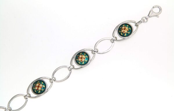 Bracelet 5 moyens ronds vert bleuté