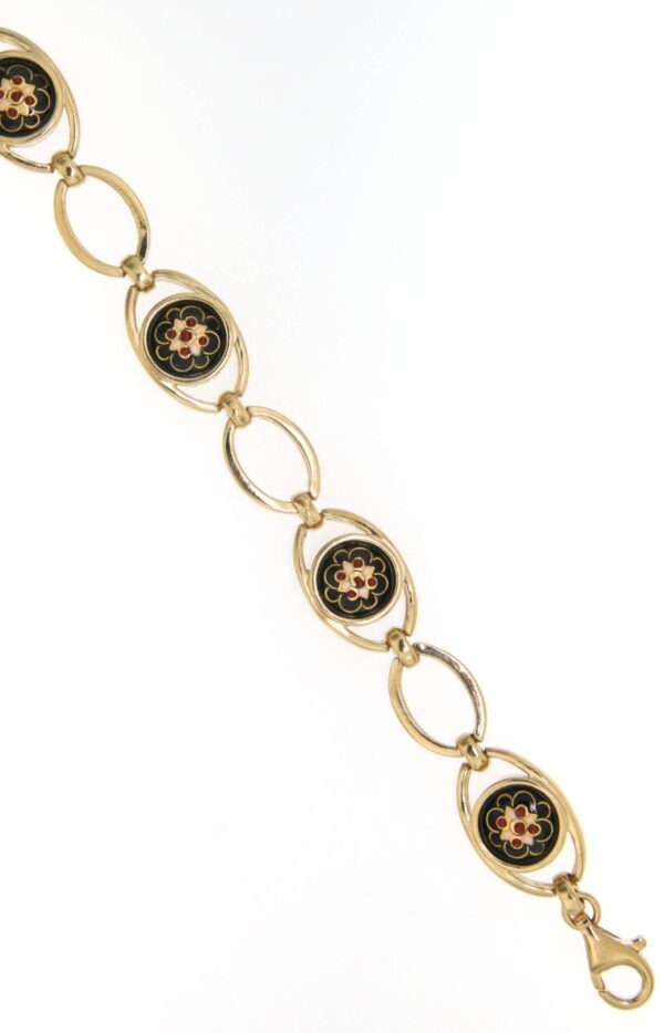 Bracelet 6 emaux alternes maillons ajoures  noir