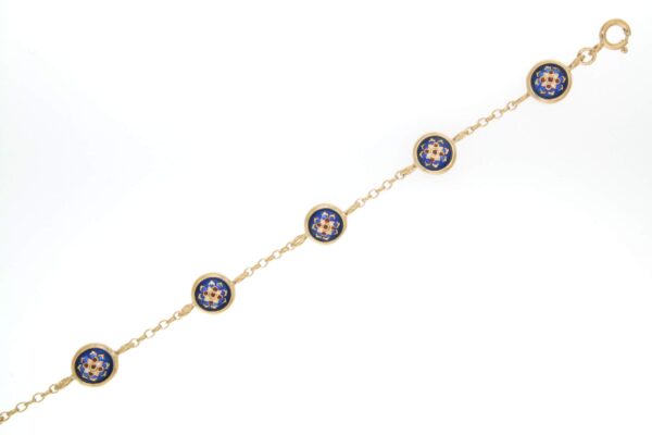 Bracelet 6 moyens ronds bleu de bresse