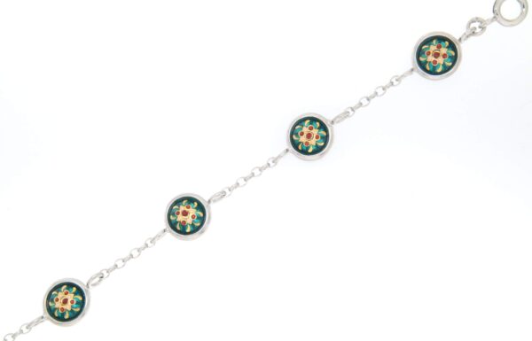 Bracelet 6 moyens ronds vert bleuté