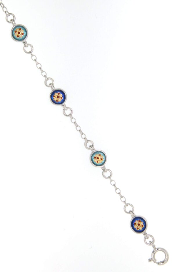 Bracelet 6 petits ronds bleu ciel/bleu de bresse