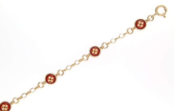 Bracelet 6 petits ronds rouge cerise