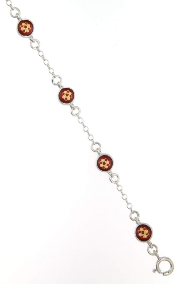 Bracelet 6 petits ronds rouges cerise
