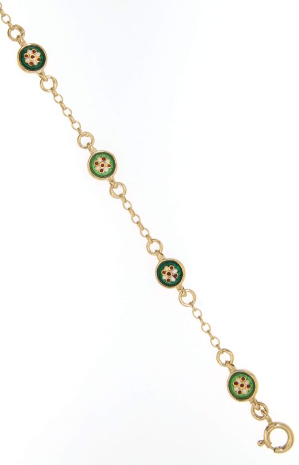 Bracelet 6 petits ronds vert/vert chartreuse