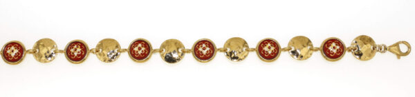 Bracelet 7 emauxalternes 7 pastilles martellees  rouge cerise
