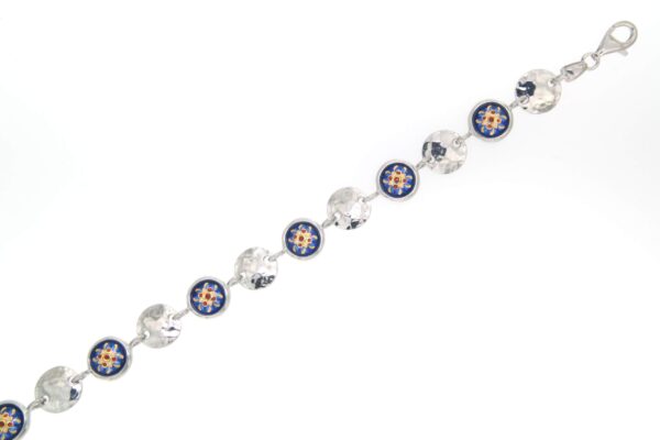 Bracelet 7 ronds et 7 pastilles bleu de bresse