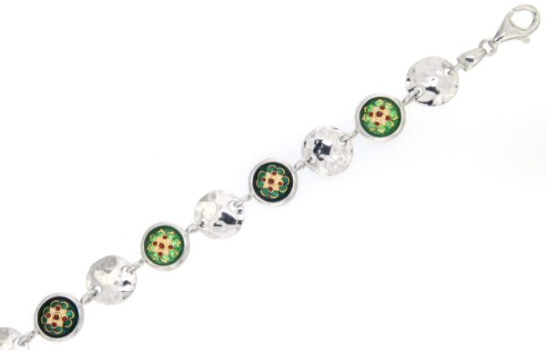 Bracelet 7 ronds et 7 pastilles vert/vert chartreuse