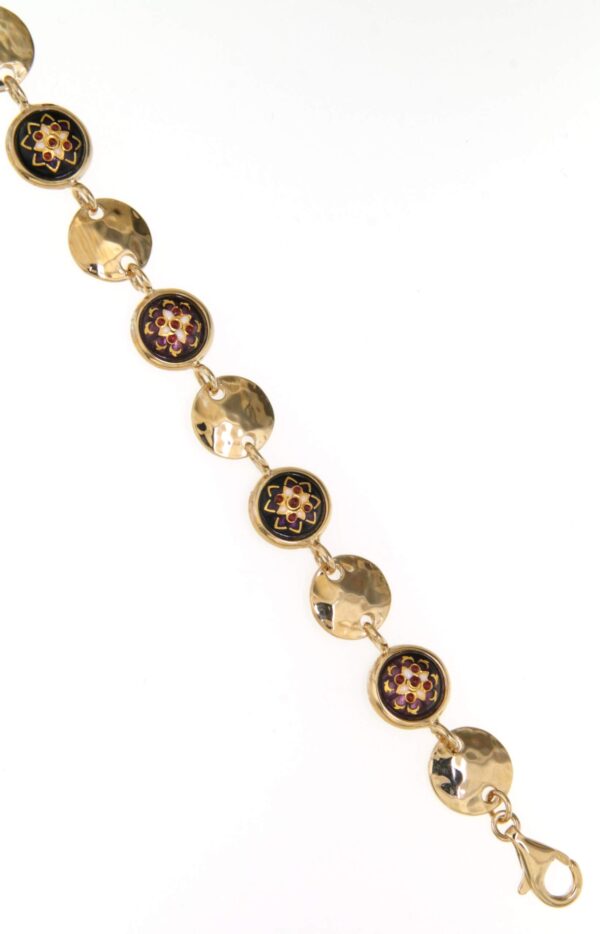 Bracelet 7 ronds et 7 pastilles violet lilas/violet prune