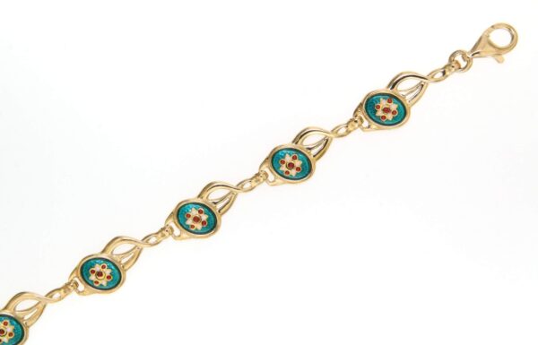 Bracelet 8 petits ovales vert bleuté