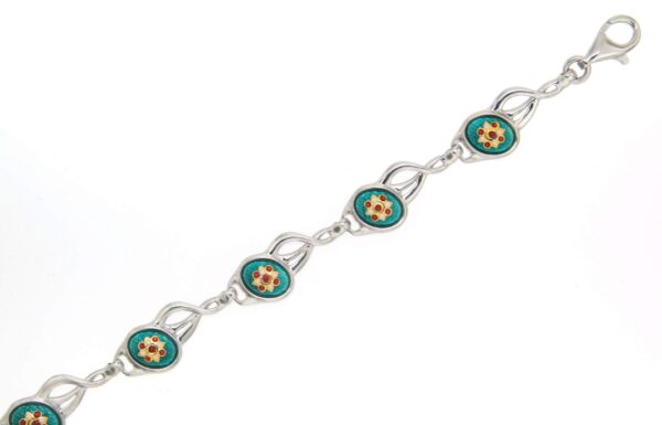 Bracelet 8 petits ovales vert bleuté