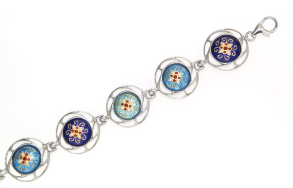 Bracelet 9 moyens ronds dégradé de bleus