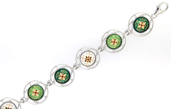 Bracelet 9 moyens ronds vert/vert chartreuse/blanc